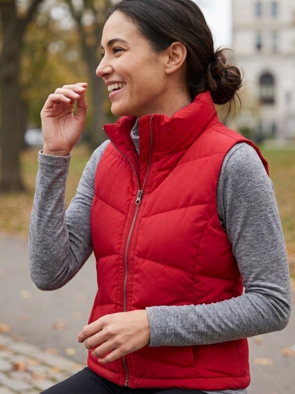 Lands' End Women Size Small 6-8 Red Insulated Quilted Puffer Down Vest